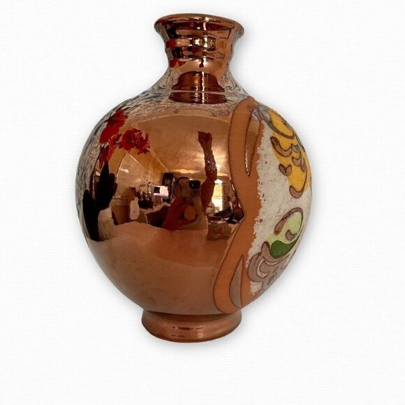 Vintage Bronze Floral Vase Jug Made in Marbella Ceramic Pottery - Picture 5 of 8